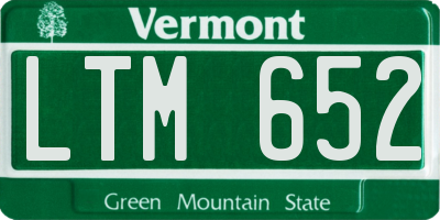 VT license plate LTM652