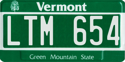 VT license plate LTM654