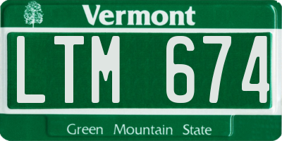 VT license plate LTM674