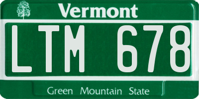 VT license plate LTM678