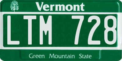 VT license plate LTM728