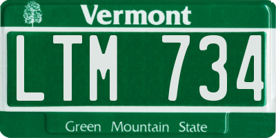 VT license plate LTM734