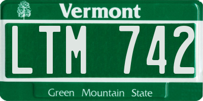 VT license plate LTM742