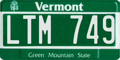 VT license plate LTM749