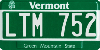 VT license plate LTM752