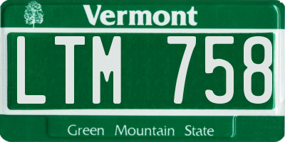 VT license plate LTM758