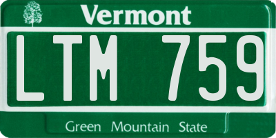 VT license plate LTM759