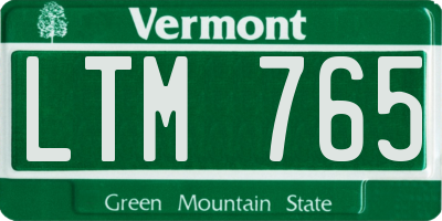 VT license plate LTM765