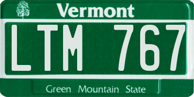 VT license plate LTM767