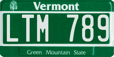 VT license plate LTM789