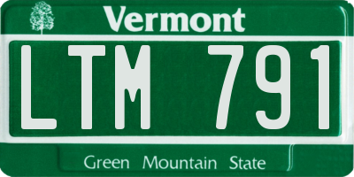 VT license plate LTM791