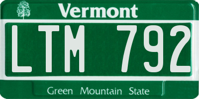VT license plate LTM792