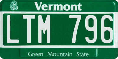 VT license plate LTM796