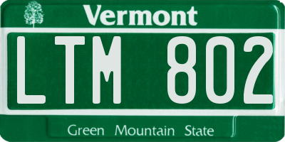VT license plate LTM802