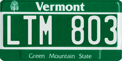VT license plate LTM803