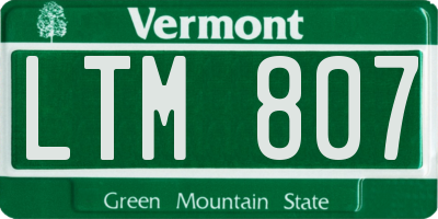 VT license plate LTM807