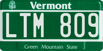 VT license plate LTM809