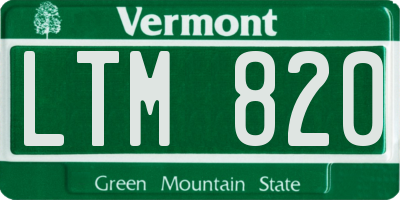 VT license plate LTM820