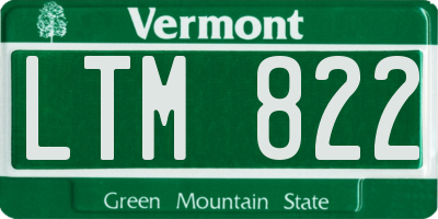 VT license plate LTM822