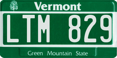 VT license plate LTM829