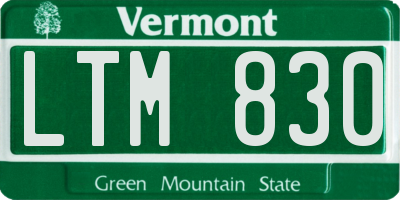 VT license plate LTM830