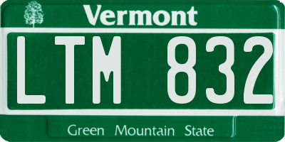 VT license plate LTM832