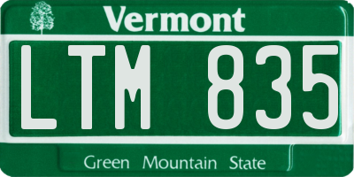 VT license plate LTM835