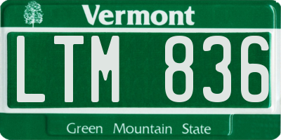 VT license plate LTM836