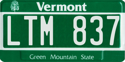 VT license plate LTM837