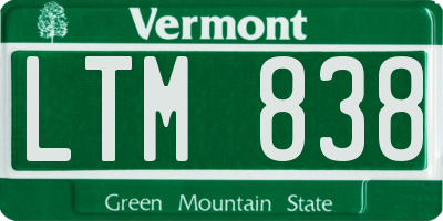 VT license plate LTM838