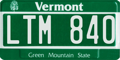 VT license plate LTM840