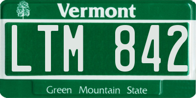 VT license plate LTM842