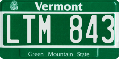 VT license plate LTM843