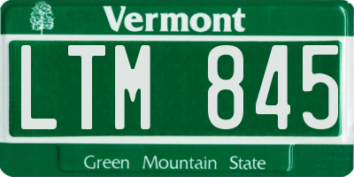VT license plate LTM845