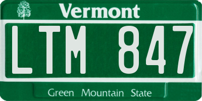 VT license plate LTM847