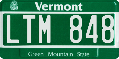 VT license plate LTM848