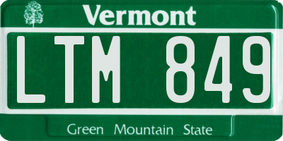 VT license plate LTM849