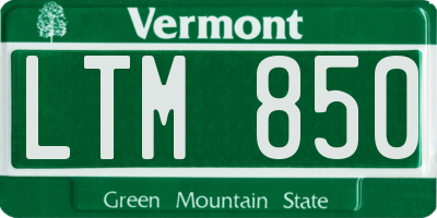 VT license plate LTM850