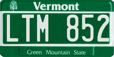 VT license plate LTM852