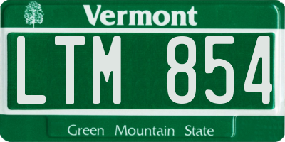 VT license plate LTM854