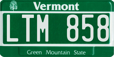 VT license plate LTM858