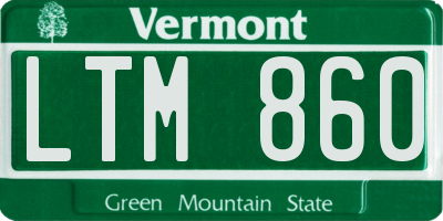 VT license plate LTM860