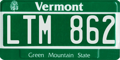 VT license plate LTM862