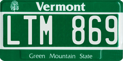 VT license plate LTM869