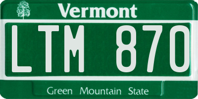 VT license plate LTM870