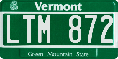 VT license plate LTM872