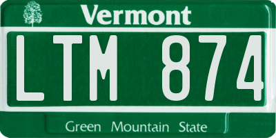 VT license plate LTM874