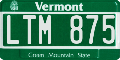 VT license plate LTM875