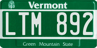 VT license plate LTM892