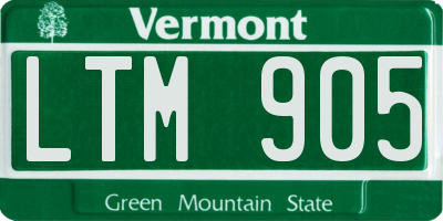 VT license plate LTM905